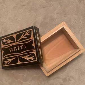 Small hand carved wooden box from Haiti